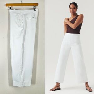 SPANX On the Go White Wide Leg Crop Pants Stretch Twill Minimalist Basic XL 16